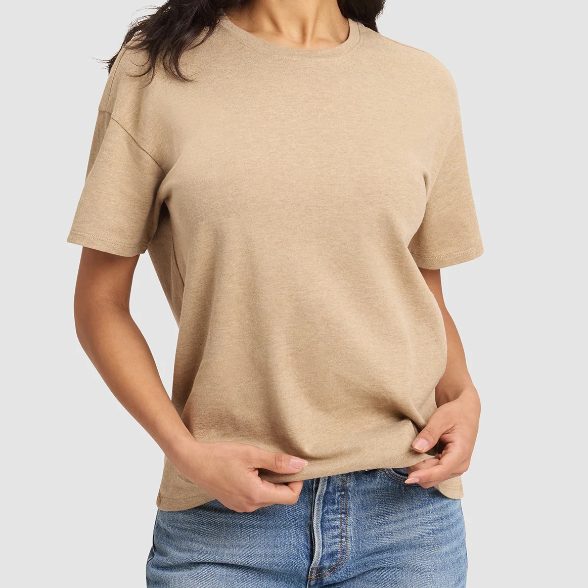 Bequemes Alltag‑Rundhals‑T‑Shirt aus reiner Baumwolle zum Tragen allein oder als Zwischenschicht