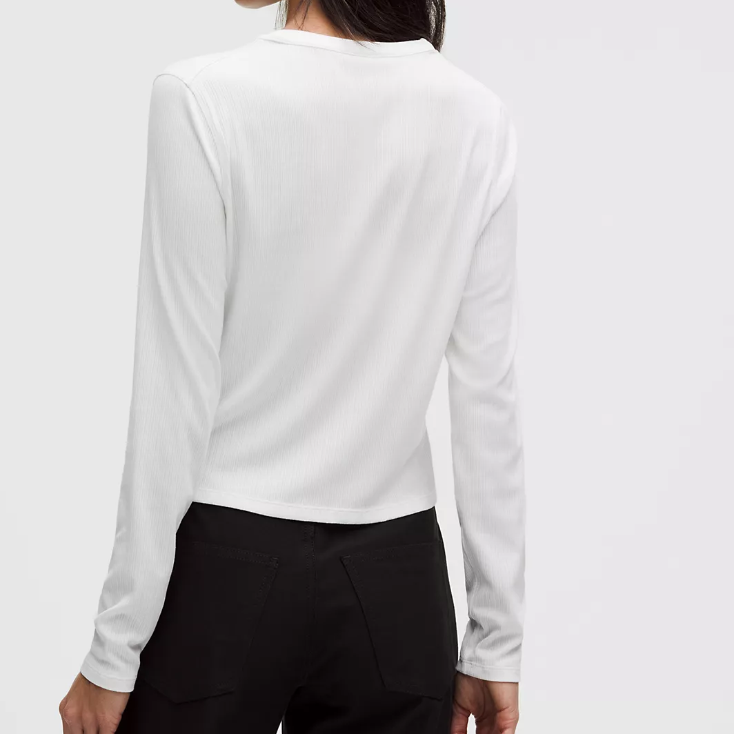 Taillenlanger schmal geschnittener Cardigan aus atmungsaktiver Mikrorippenware mit vierfacher Dehnbarkeit